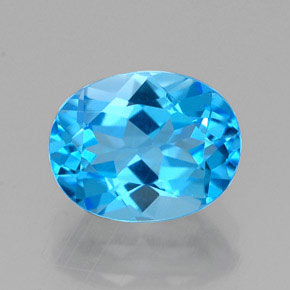 2.46캐럿 천연 스위스 블루 토파즈, 타원형 컷, 9.1×7.1 mm, VVS
