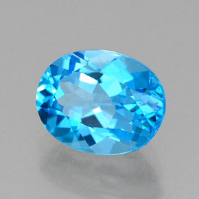2.46캐럿 천연 스위스 블루 토파즈, 타원형 컷, 9.1×7.1 mm, VVS
