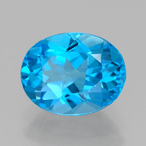2.25캐럿 천연 스위스 블루 토파즈, 타원형 컷, 9×7.1 mm, VVS