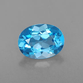 1.64캐럿 천연 스위스 블루 토파즈, 타원형 컷, 8.3×6.2 mm, VVS