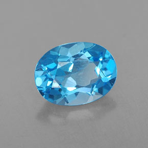 1.64캐럿 천연 스위스 블루 토파즈, 타원형 컷, 8.3×6.2 mm, VVS
