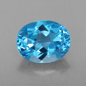 2.54캐럿 천연 스위스 블루 토파즈, 타원형 컷, 9.1×7.1 mm, VVS