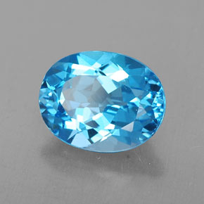 2.54캐럿 천연 스위스 블루 토파즈, 타원형 컷, 9.1×7.1 mm, VVS