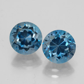 캐럿 천연 런던 블루 토파즈 보석, 라운드 컷, 7.30 mm, VVS