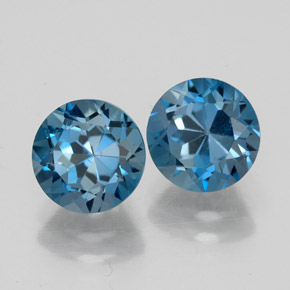 캐럿 천연 런던 블루 토파즈 보석, 라운드 컷, 7.30 mm, VVS