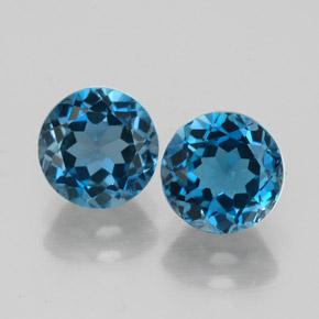 캐럿 천연 런던 블루 토파즈 보석, 라운드 컷, 7.06 mm, VVS