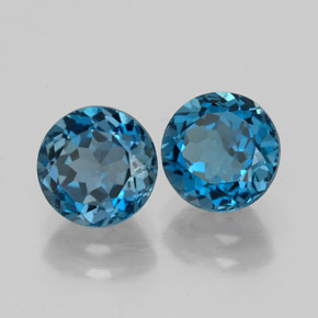 캐럿 천연 런던 블루 토파즈 보석, 라운드 컷, 7.06 mm, VVS