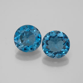 캐럿 천연 런던 블루 토파즈 보석, 라운드 컷, 7.26 mm, VVS