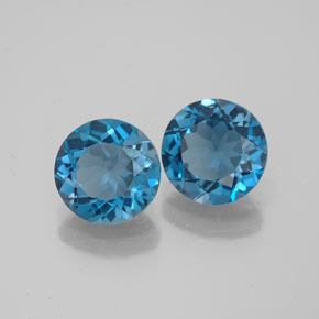 캐럿 천연 런던 블루 토파즈 보석, 라운드 컷, 7.26 mm, VVS