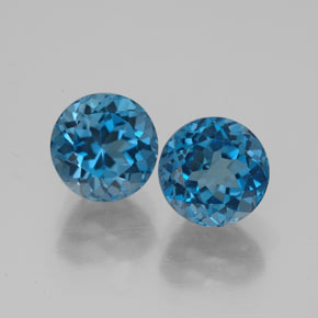 캐럿 천연 런던 블루 토파즈 보석, 라운드 컷, 7.09 mm, VVS