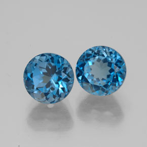 캐럿 천연 런던 블루 토파즈 보석, 라운드 컷, 7.09 mm, VVS