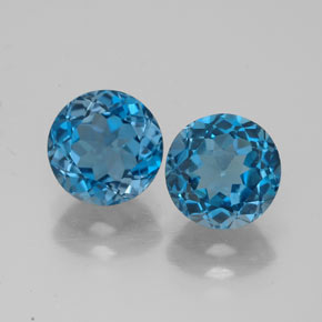 캐럿 천연 런던 블루 토파즈 보석, 라운드 컷, 7.02 mm, VVS