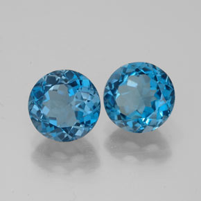 캐럿 천연 런던 블루 토파즈 보석, 라운드 컷, 7.02 mm, VVS