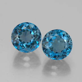 캐럿 천연 런던 블루 토파즈 보석, 라운드 컷, 7.10 mm, VVS-VS