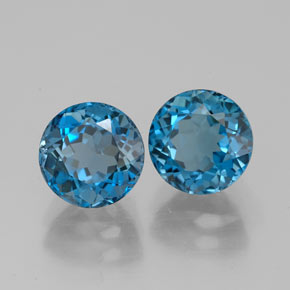 캐럿 천연 런던 블루 토파즈 보석, 라운드 컷, 7.10 mm, VVS-VS
