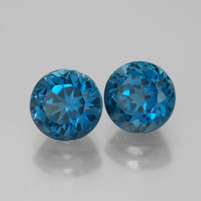 캐럿 천연 런던 블루 토파즈 보석, 라운드 컷, 7.04 mm, VVS