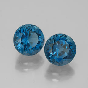 캐럿 천연 런던 블루 토파즈 보석, 라운드 컷, 7.04 mm, VVS