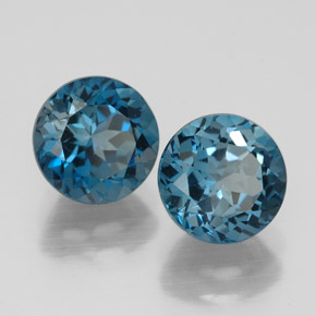 캐럿 천연 런던 블루 토파즈 보석, 라운드 컷, 7.08 mm, VVS-VS