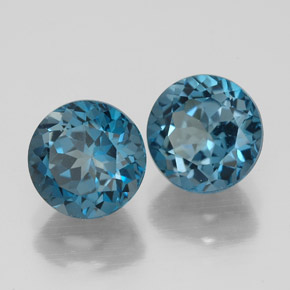 캐럿 천연 런던 블루 토파즈 보석, 라운드 컷, 7.08 mm, VVS-VS