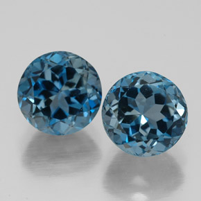 캐럿 천연 런던 블루 토파즈 보석, 라운드 컷, 7.18 mm, VVS
