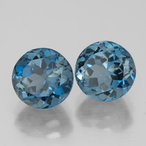 캐럿 천연 런던 블루 토파즈 보석, 라운드 컷, 7.18 mm, VVS