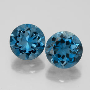 캐럿 천연 런던 블루 토파즈 보석, 라운드 컷, 7.26 mm, VVS-VS