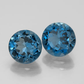 캐럿 천연 런던 블루 토파즈 보석, 라운드 컷, 7.26 mm, VVS-VS