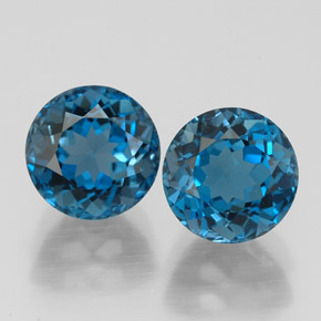 캐럿 천연 런던 블루 토파즈 보석, 라운드 컷, 7.08 mm, VVS