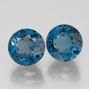 캐럿 천연 런던 블루 토파즈 보석, 라운드 컷, 7.08 mm, VVS