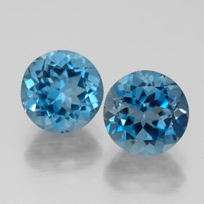 캐럿 천연 런던 블루 토파즈 보석, 라운드 컷, 6.98 mm, VVS