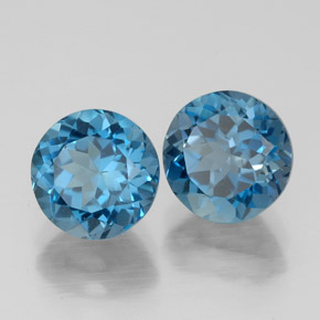 캐럿 천연 런던 블루 토파즈 보석, 라운드 컷, 6.98 mm, VVS