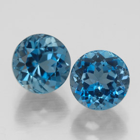 캐럿 천연 런던 블루 토파즈 보석, 라운드 컷, 7.22 mm, VVS