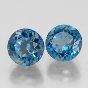 캐럿 천연 런던 블루 토파즈 보석, 라운드 컷, 7.22 mm, VVS
