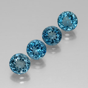 캐럿 천연 런던 블루 토파즈 보석, 라운드 컷, 6.98 mm, VVS-VS
