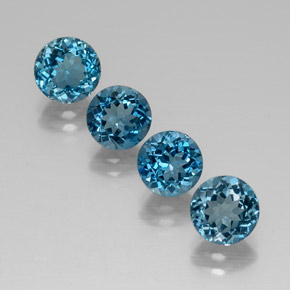 캐럿 천연 런던 블루 토파즈 보석, 라운드 컷, 6.98 mm, VVS-VS