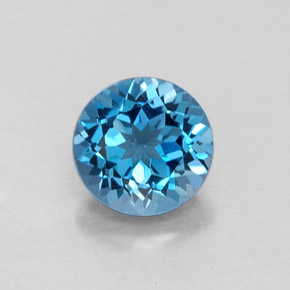 1.65캐럿 천연 런던 블루 토파즈, 라운드 컷, 7.03 mm, VVS-VS