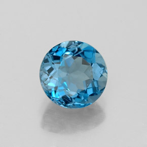 1.53캐럿 천연 런던 블루 토파즈, 라운드 컷, 6.97 mm, VVS-VS