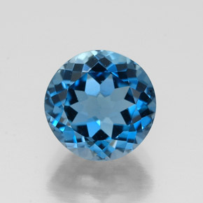 2.62캐럿 천연 런던 블루 토파즈, 라운드 컷, 8.13 mm, VVS