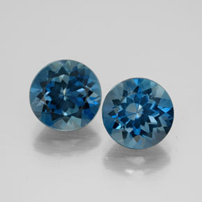 캐럿 천연 런던 블루 토파즈 보석, 라운드 컷, 7.87 mm, VVS