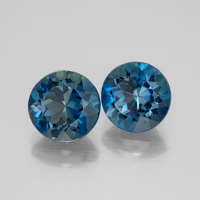 캐럿 천연 런던 블루 토파즈 보석, 라운드 컷, 7.87 mm, VVS