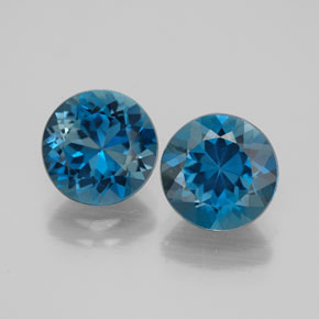 캐럿 천연 런던 블루 토파즈 보석, 라운드 컷, 8.18 mm, VVS