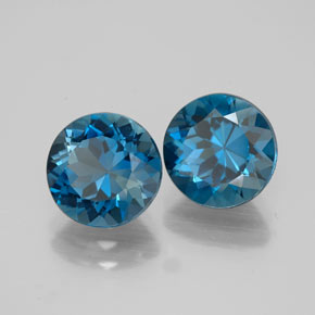 캐럿 천연 런던 블루 토파즈 보석, 라운드 컷, 8.18 mm, VVS