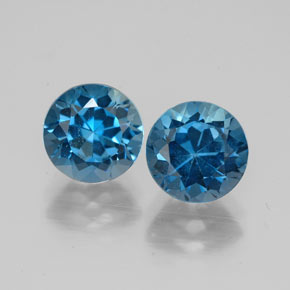캐럿 천연 런던 블루 토파즈 보석, 라운드 컷, 6.92 mm, VVS