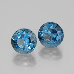 캐럿 천연 런던 블루 토파즈 보석, 라운드 컷, 6.92 mm, VVS