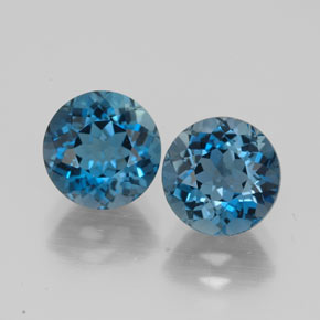 캐럿 천연 런던 블루 토파즈 보석, 라운드 컷, 7.17 mm, VVS