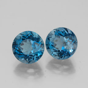 캐럿 천연 런던 블루 토파즈 보석, 라운드 컷, 7.17 mm, VVS