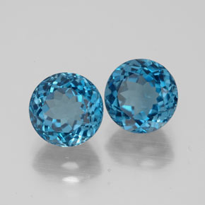 캐럿 천연 런던 블루 토파즈 보석, 라운드 컷, 7.15 mm, VVS