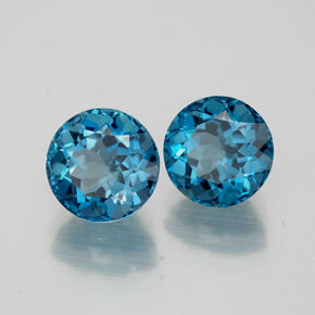 캐럿 천연 런던 블루 토파즈 보석, 라운드 컷, 7.04 mm, VVS