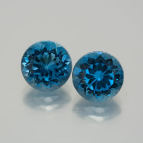 캐럿 천연 런던 블루 토파즈 보석, 라운드 컷, 8.01 mm, VVS-VS
