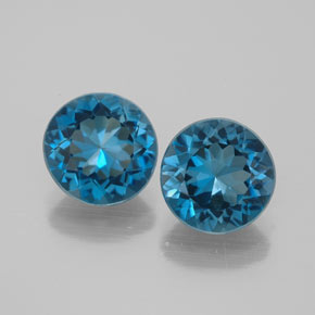 캐럿 천연 런던 블루 토파즈 보석, 라운드 컷, 8.20 mm, VVS